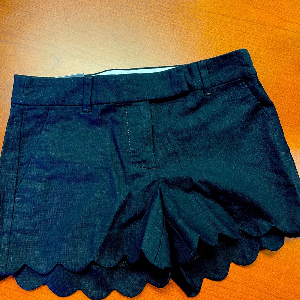 J.Crew scallop linen short - black